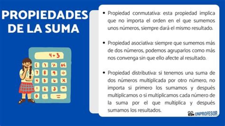 ¿Cuáles son las 5 propiedades de la suma