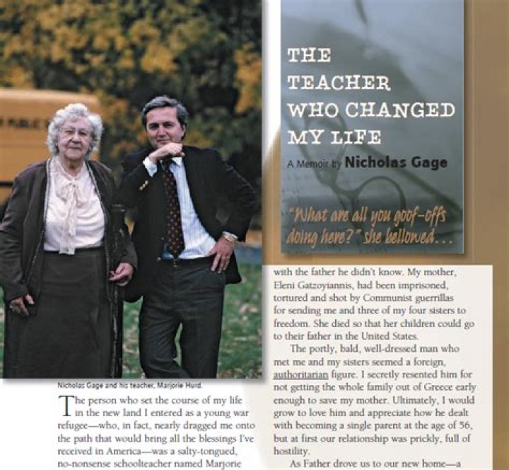 How did Nicholas describe Ms Hurd in the teacher who changed my life