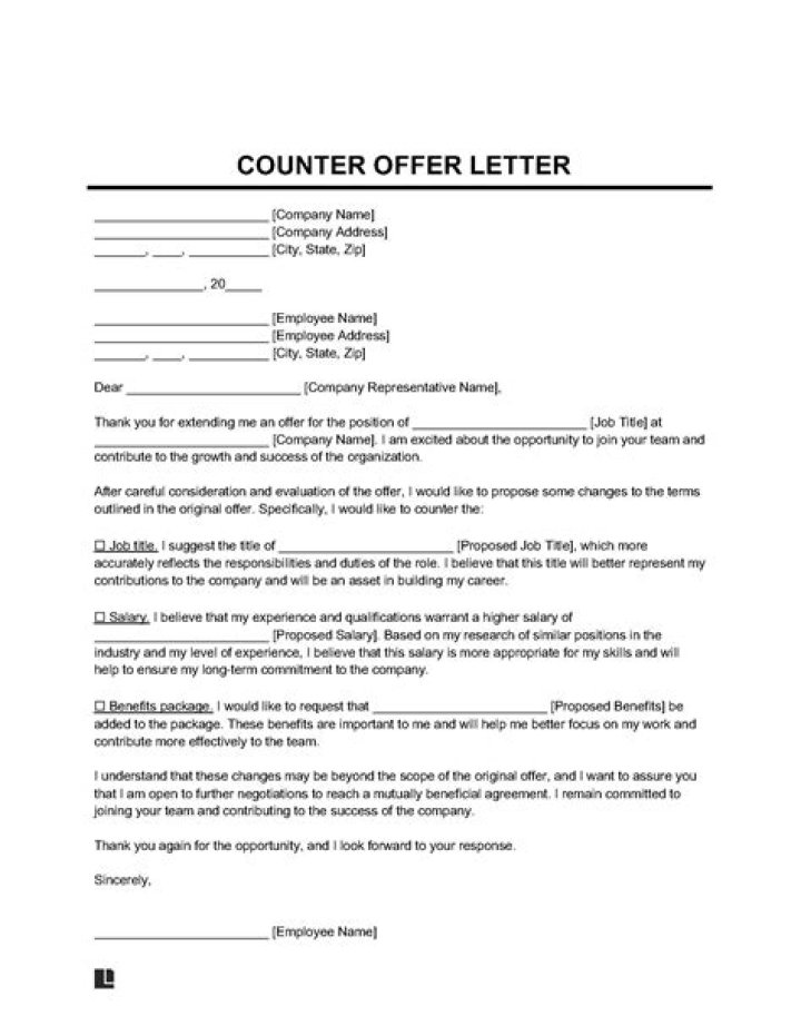 How do I fill out a counter offer