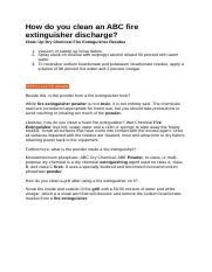 How do you clean an ABC fire extinguisher discharge