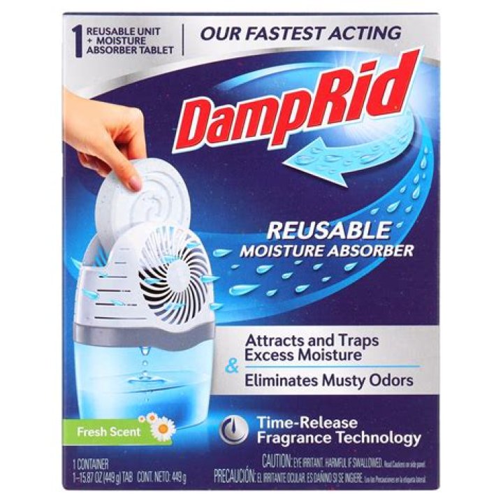 How does DampRid moisture absorber work