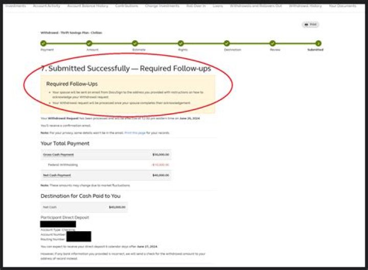 How long does it take to get a TSP withdrawal direct deposit