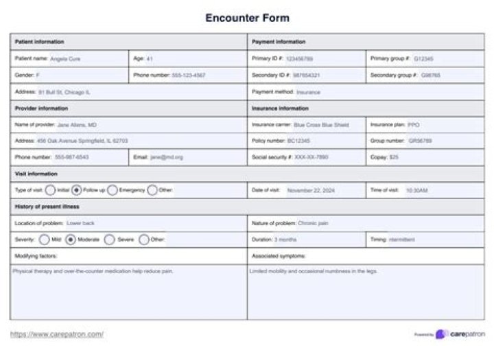 In what format does an encounter form come
