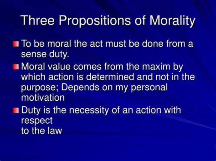 What are Kants three propositions of morality