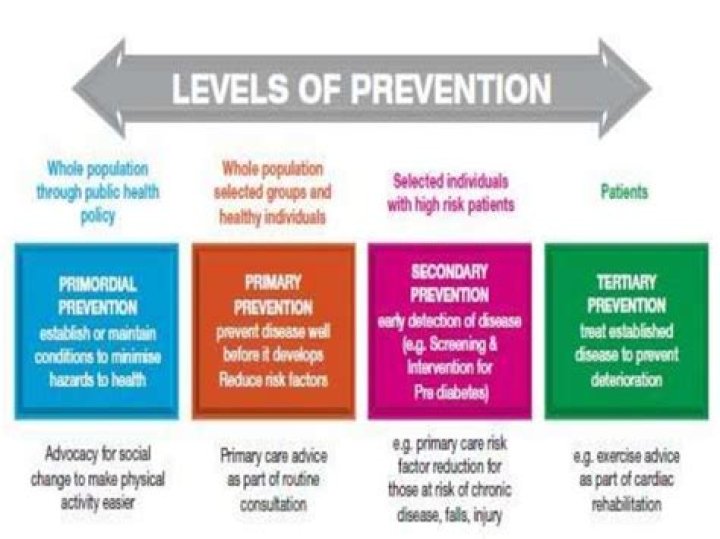 What are the four levels of prevention