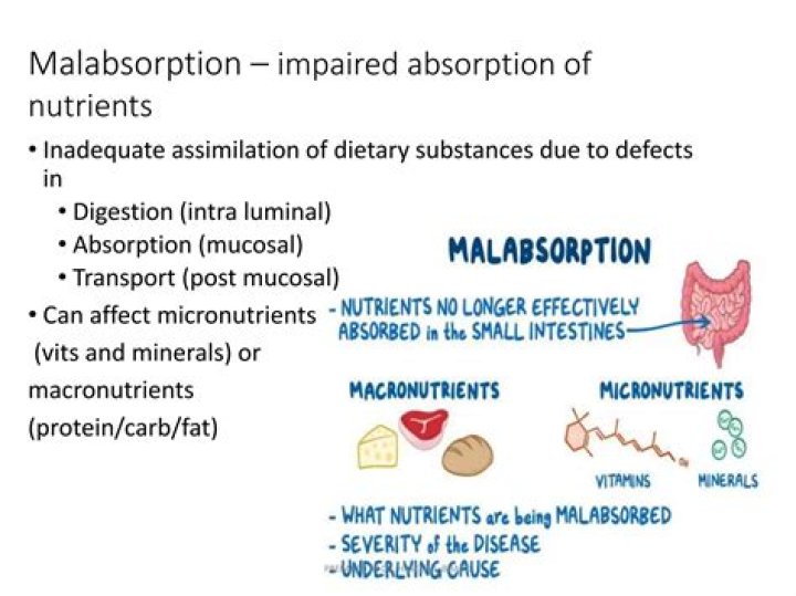 What causes malabsorption of nutrients in CF