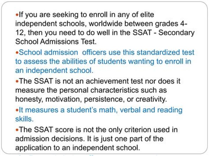 What does SSAT stand for in education