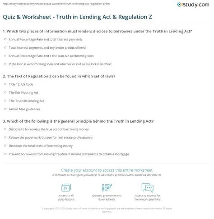 What does the Truth in Lending Act Regulation Z required