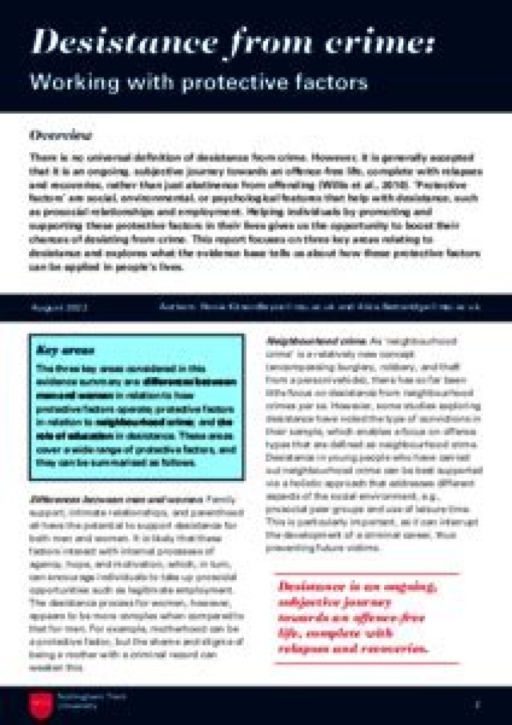 What factors influence desistance from crime