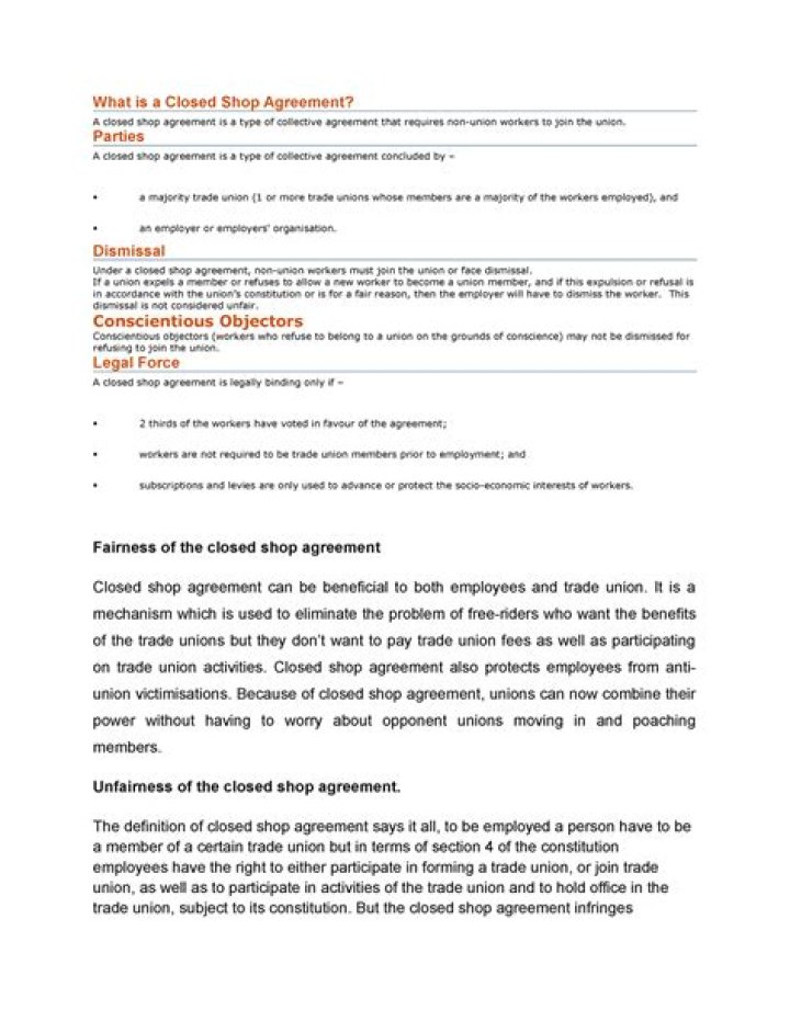 What is a closed shop trade union