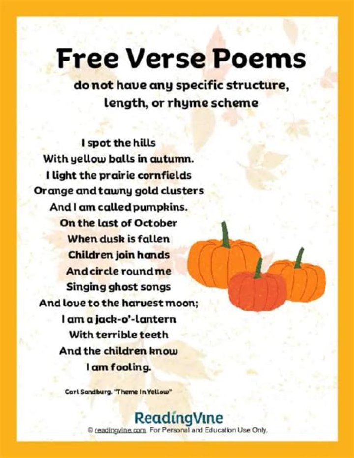 What is a free verse poems for kids