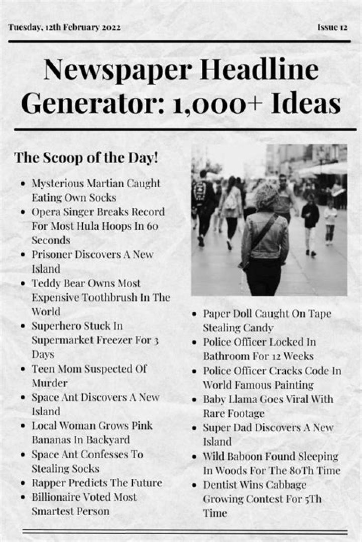 What is a good newspaper headline