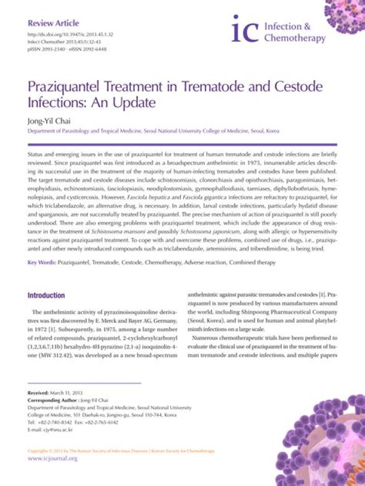 What is the drug of choice for the treatment of Cestode infection
