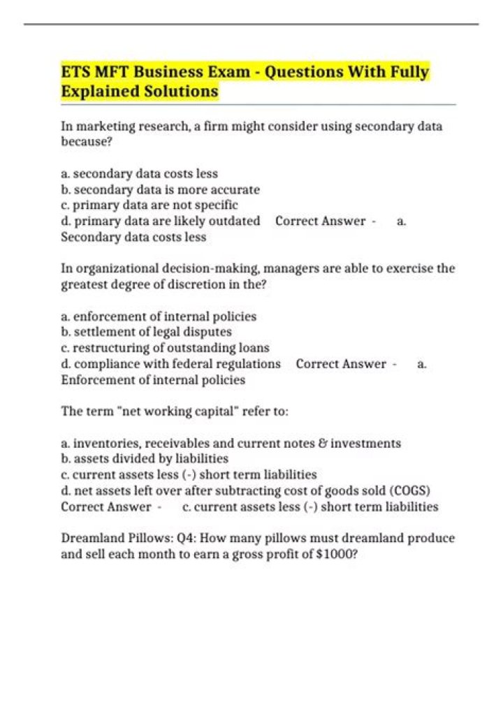 What is the ETS exam in business