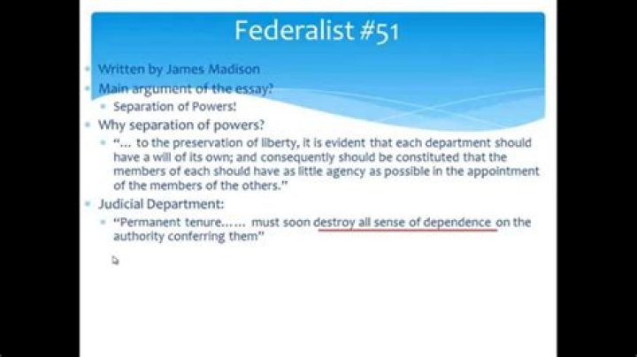 What is the thesis of Federalist 51 quizlet