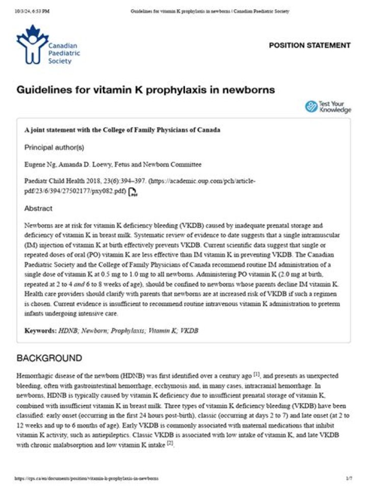 What is vitamin K prophylaxis