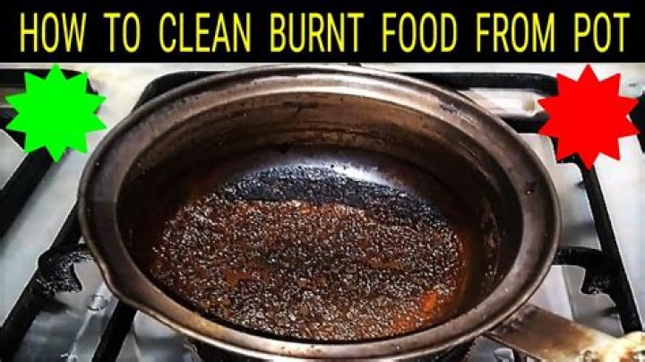 What removes burnt food from pots