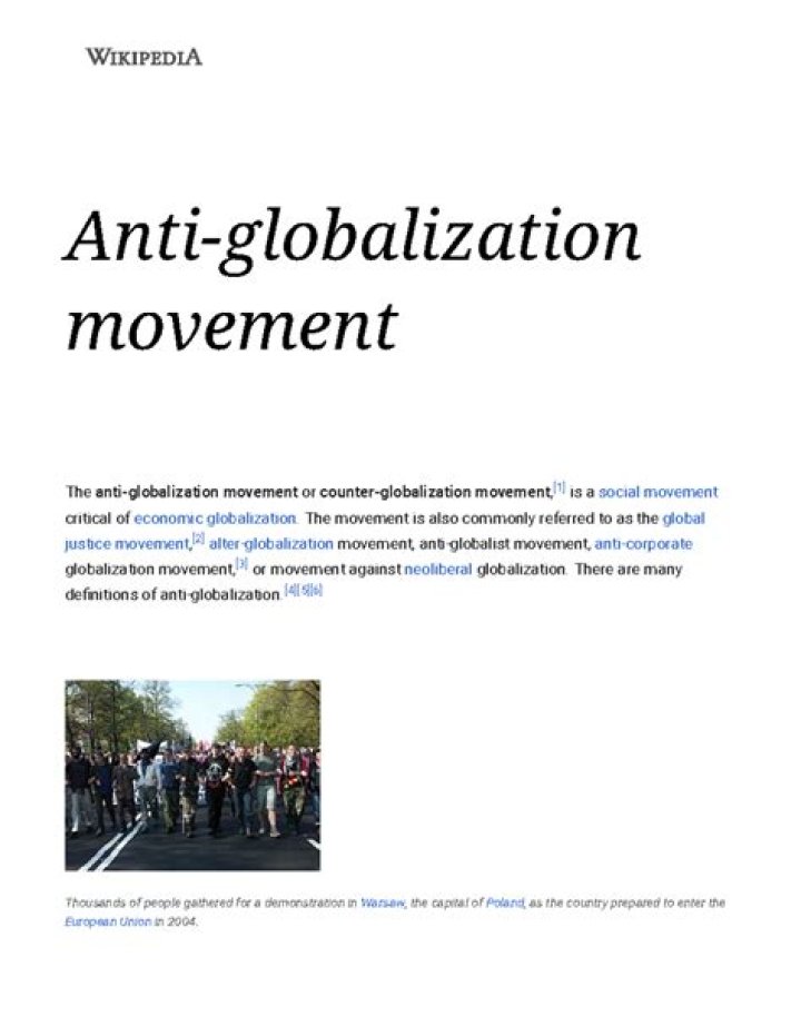 When did the anti globalization movement start
