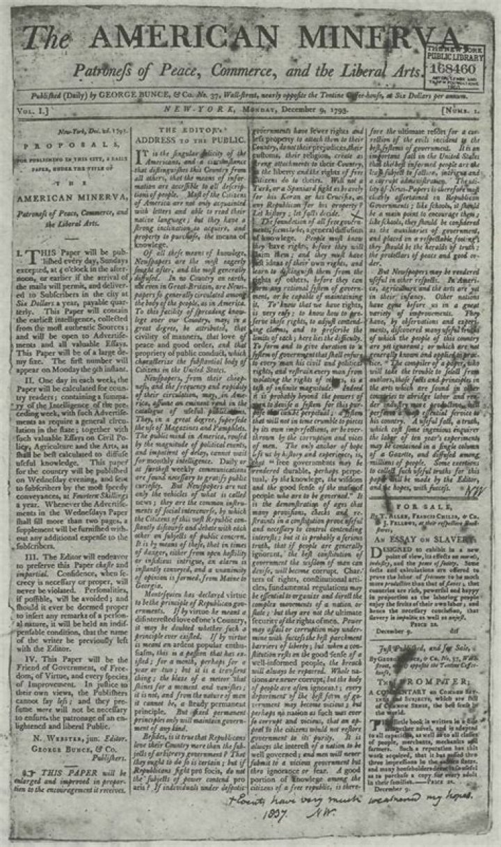 When was the first newspaper published in the United States