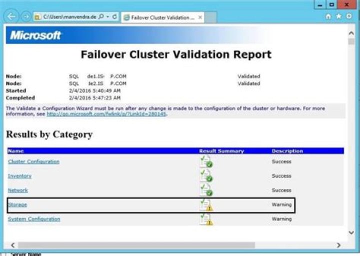 Where is cluster validation report save