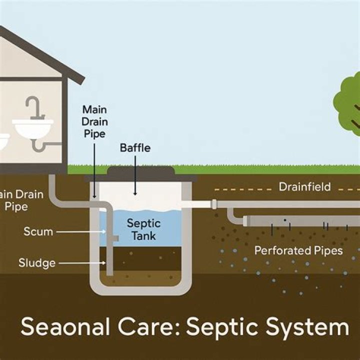 Where is the drain line on a septic tank