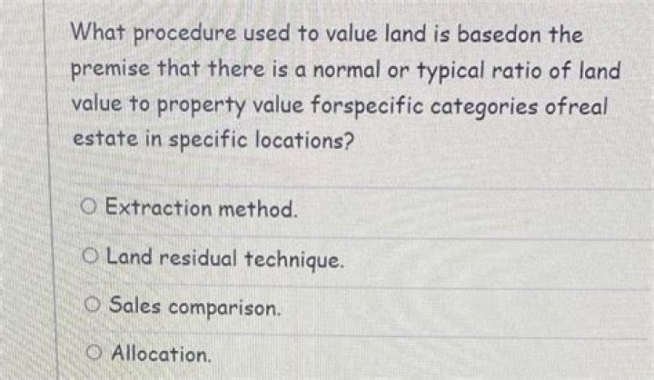 Which method of site valuation is based on a typical ratio of land value to total property value