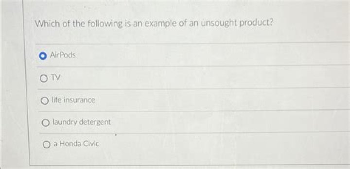 Which of the following is an example of an unsought product