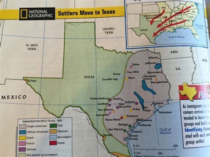 Why did settlers move to Texas in the 1800s