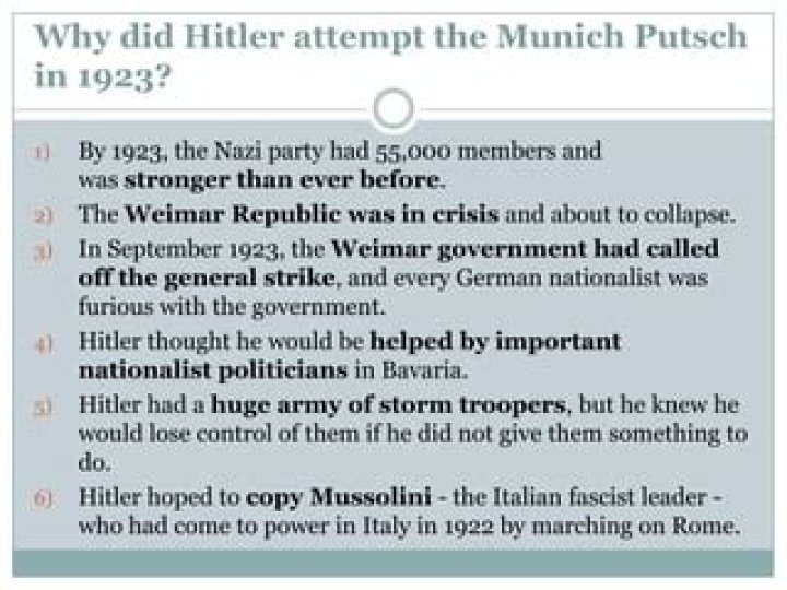 Why did the Munich putsch fail in 1923